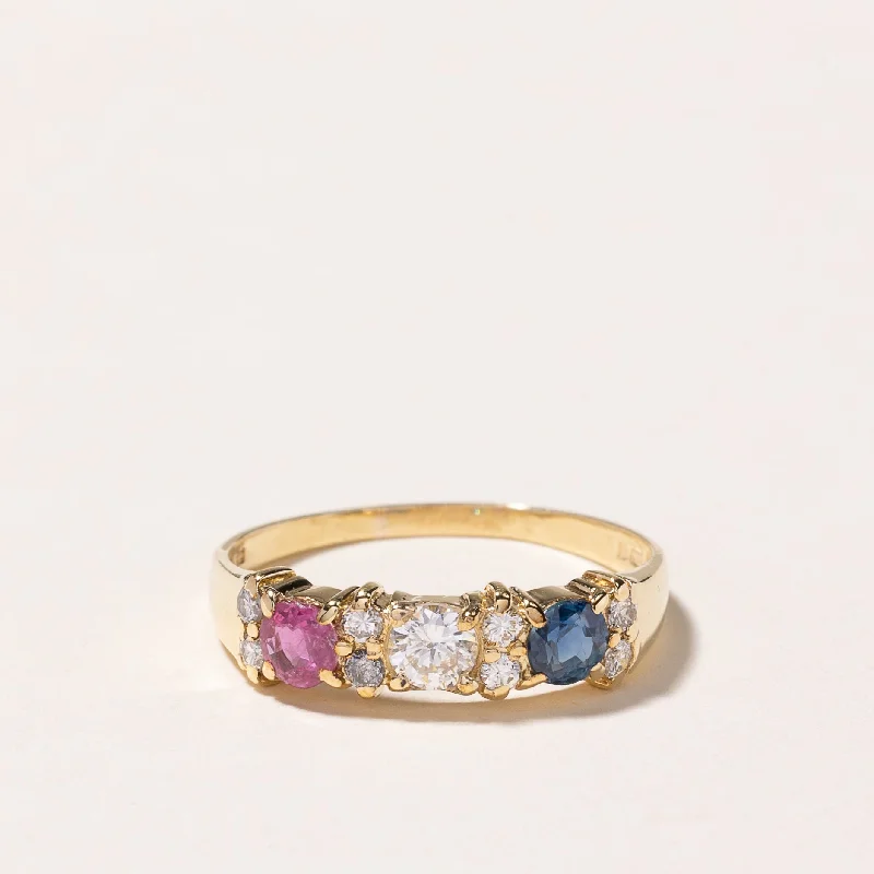 Exclusive Online Discounts On Stylish Jewelry 18k Yellow Gold Ruby, Sapphire & Diamond Ring | 0.25ct, 0.22ct, 0.20ctw | SZ 9 Exclusive Online Discounts On Stylish Jewelry 18k Yellow Gold Ruby, Sapphire & Diamond Ring | 0.25ct, 0.22ct, 0.20ctw | SZ 9