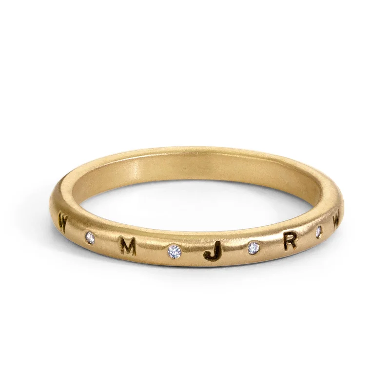 Bohemian-Inspired Jewelry For Free-Spirited Fashion 2.5mm Gold Initials Scroll Ring
