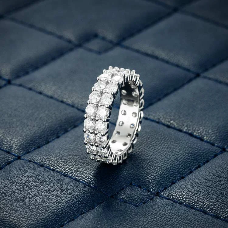 Special Offers On Handcrafted And Designer Jewelry 2-Row Moissanite Band Ring - Vermeil Gold Special Offers On Handcrafted And Designer Jewelry 2-Row Moissanite Band Ring - Vermeil Gold