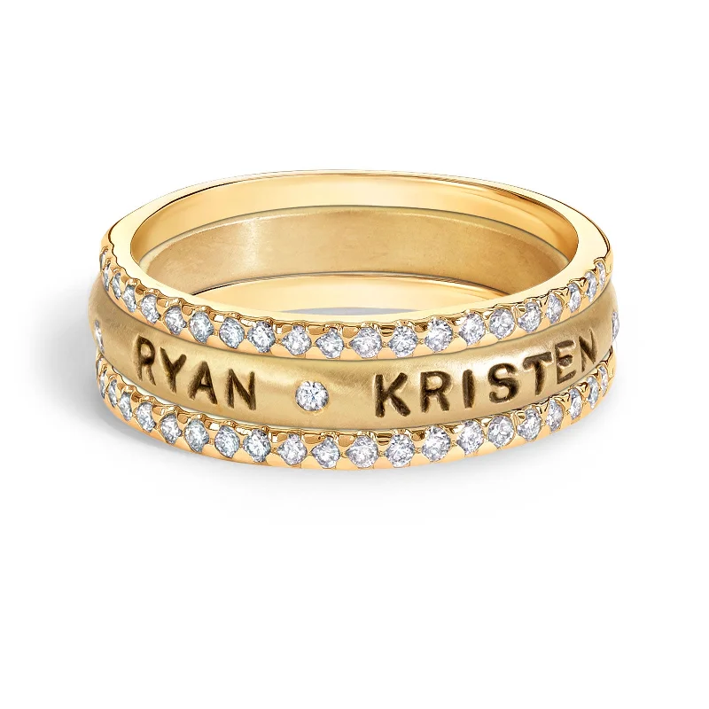 Limited-Stock Jewelry Sale – Shop Before It's Gone 3.5mm Gold Couple Scroll Ring & Small Pavé Stack