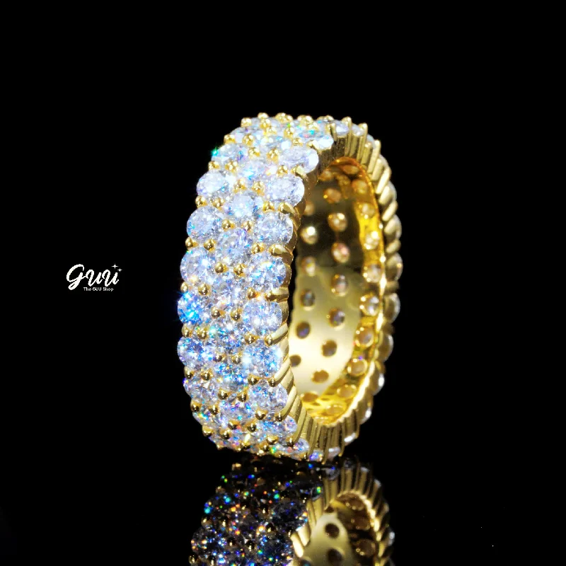 Make Your Outfit Shine With Discounted Jewelry 925S & VVS Moissanite 3-Row Eternity Ring 18K Gold Make Your Outfit Shine With Discounted Jewelry 925S & VVS Moissanite 3-Row Eternity Ring 18K Gold