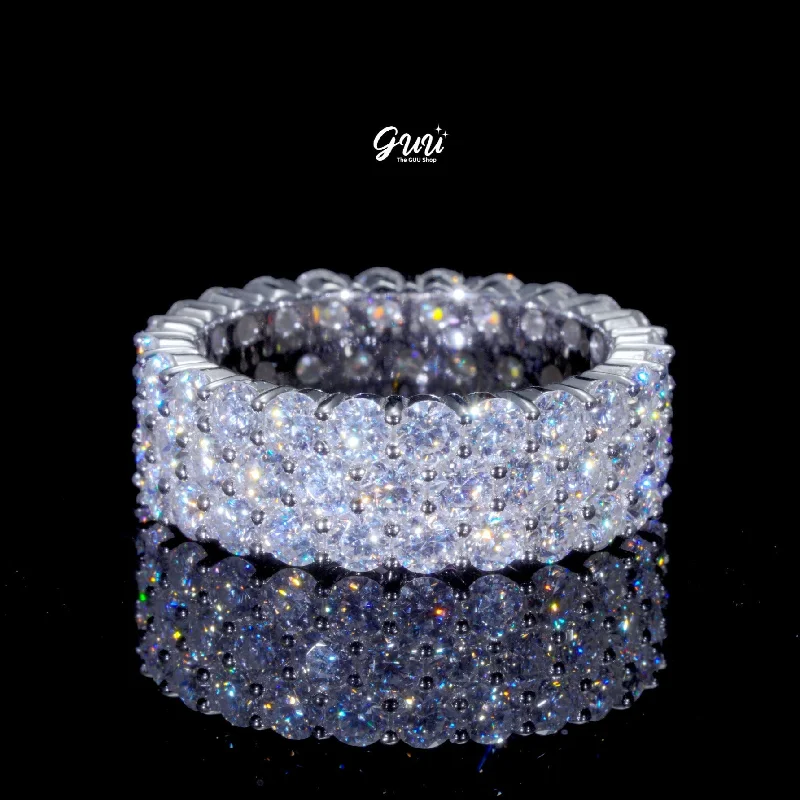Clearance Sale On High-End Jewelry Collections 925S & VVS Moissanite 3-Row Eternity Ring White Gold Clearance Sale On High-End Jewelry Collections 925S & VVS Moissanite 3-Row Eternity Ring White Gold