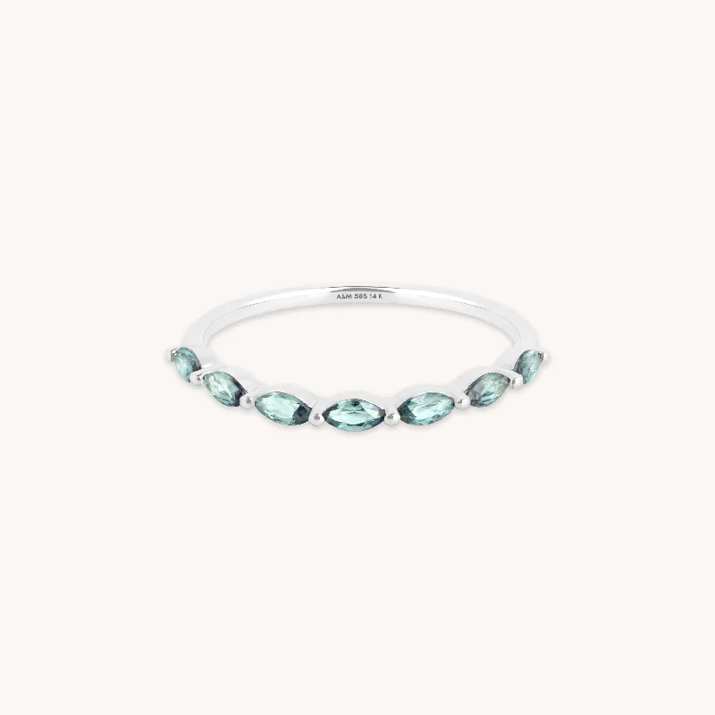 Romantic Heart-Shaped Jewelry For Special Gifts Alexandrite Marquise Band Ring in Solid White Gold Romantic Heart-Shaped Jewelry For Special Gifts Alexandrite Marquise Band Ring in Solid White Gold