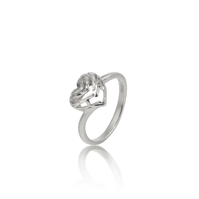 Shop Stylish Jewelry Now And Save Big Aloha Heart Ring in White Gold - 11mm