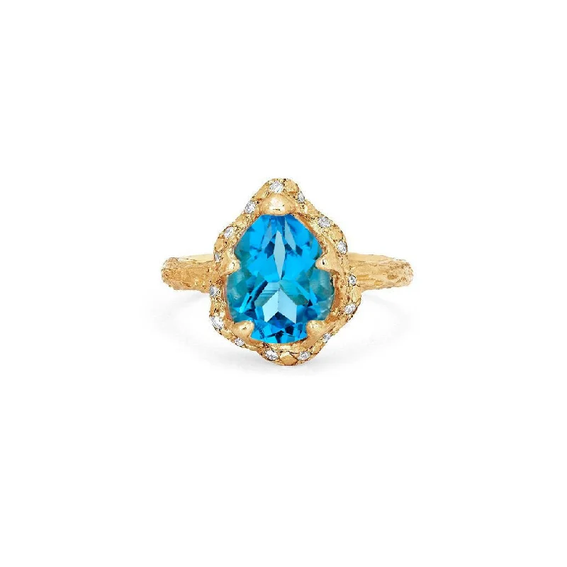 Last Chance To Grab Your Favorite Jewelry At A Discount Baby Queen Water Drop Blue Topaz Ring with Sprinkled Diamonds Last Chance To Grab Your Favorite Jewelry At A Discount Baby Queen Water Drop Blue Topaz Ring with Sprinkled Diamonds