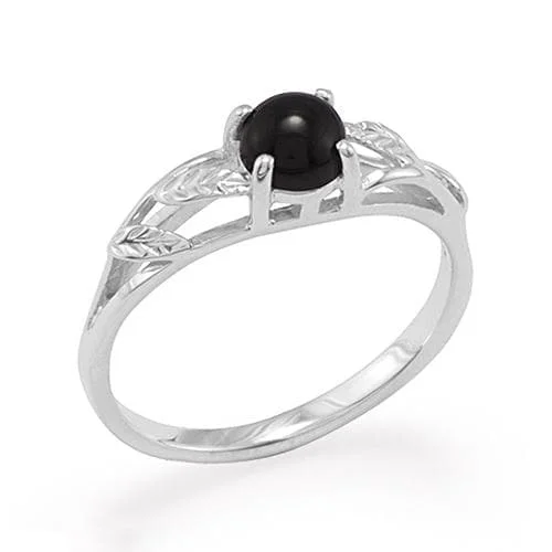 Premium Jewelry, Premium Discounts – Act Fast Maile Black Coral Ring in White Gold