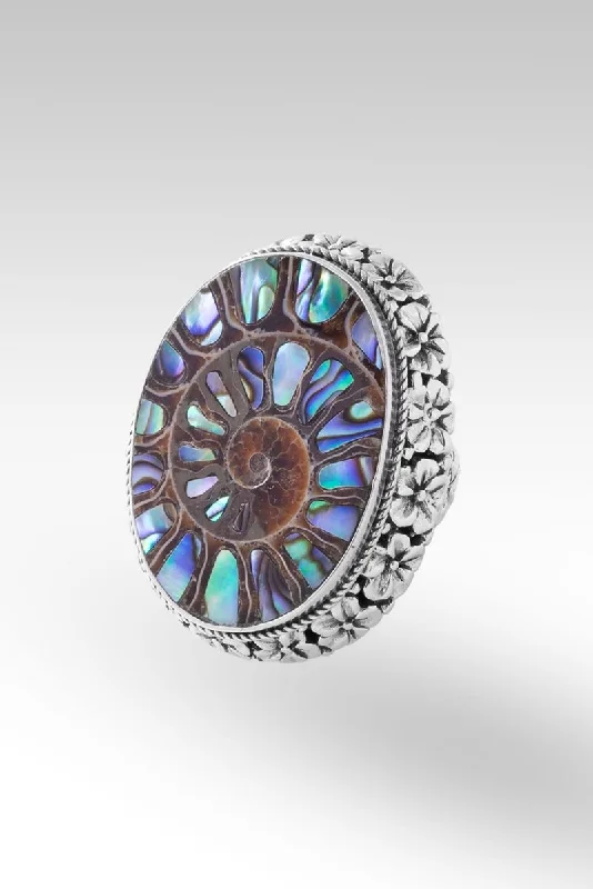 Big Discounts On Elegant Jewelry Collections Bloom With Grace Ring™ in Ammonite with Abalone Inlay Big Discounts On Elegant Jewelry Collections Bloom With Grace Ring™ in Ammonite with Abalone Inlay