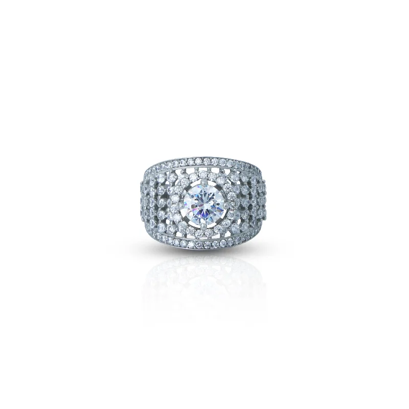 Timeless Elegance At Unbelievable Discounts Center American Diamond Silver Ring