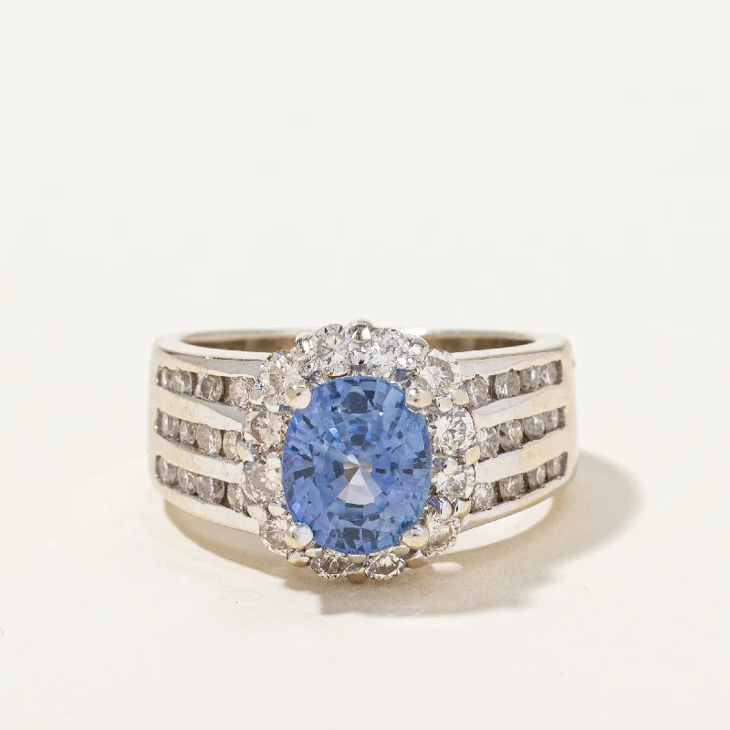 Versatile Layering Jewelry For Effortless Chic Ceylon Sapphire & Diamond Cocktail Ring | 1.80ct, 0.54ctw | SZ 5.25 | Versatile Layering Jewelry For Effortless Chic Ceylon Sapphire & Diamond Cocktail Ring | 1.80ct, 0.54ctw | SZ 5.25 |
