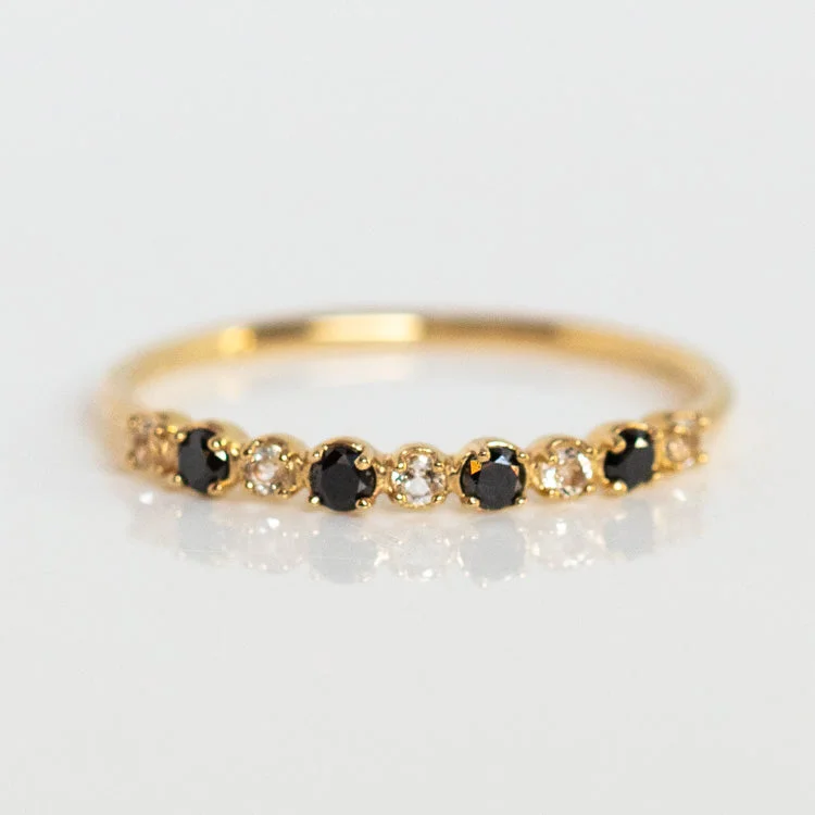 Huge Savings On Timeless Jewelry Collections 14k Classic White Sapphire and Black Diamond Band Huge Savings On Timeless Jewelry Collections 14k Classic White Sapphire and Black Diamond Band