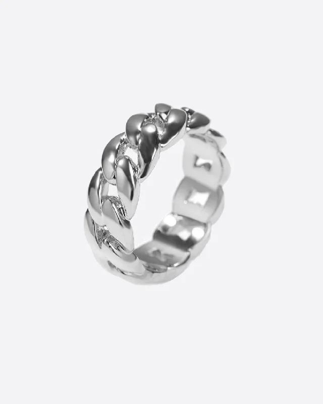 Timeless Elegance Now At Special Discounts CLEAN CUBAN RING. - WHITE GOLD