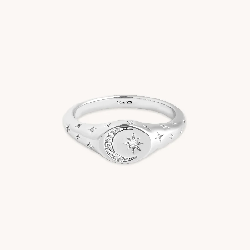 Limited-Time Offer On Elegant Jewelry Pieces Cosmic Signet Ring in Silver