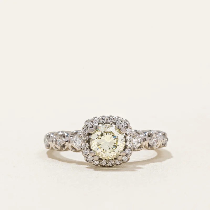Dainty Floral Jewelry For Feminine Elegance Diamond Halo Engagement Ring | 0.68ctw | SZ 4.25 | Dainty Floral Jewelry For Feminine Elegance Diamond Halo Engagement Ring | 0.68ctw | SZ 4.25 |