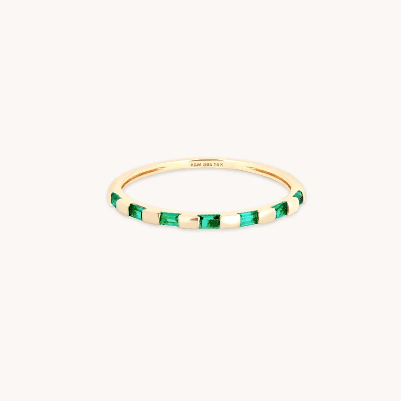 Big Discounts On Elegant Jewelry Collections Emerald Baguette Band Ring in Solid Gold Big Discounts On Elegant Jewelry Collections Emerald Baguette Band Ring in Solid Gold