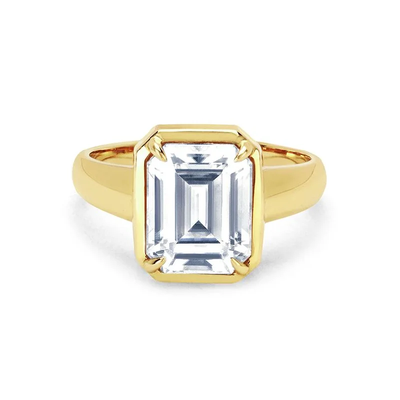 Huge Savings On Premium Jewelry Styles Emerald Cut Diamond Solitaire Setting with Tapered Cloud Fit Band