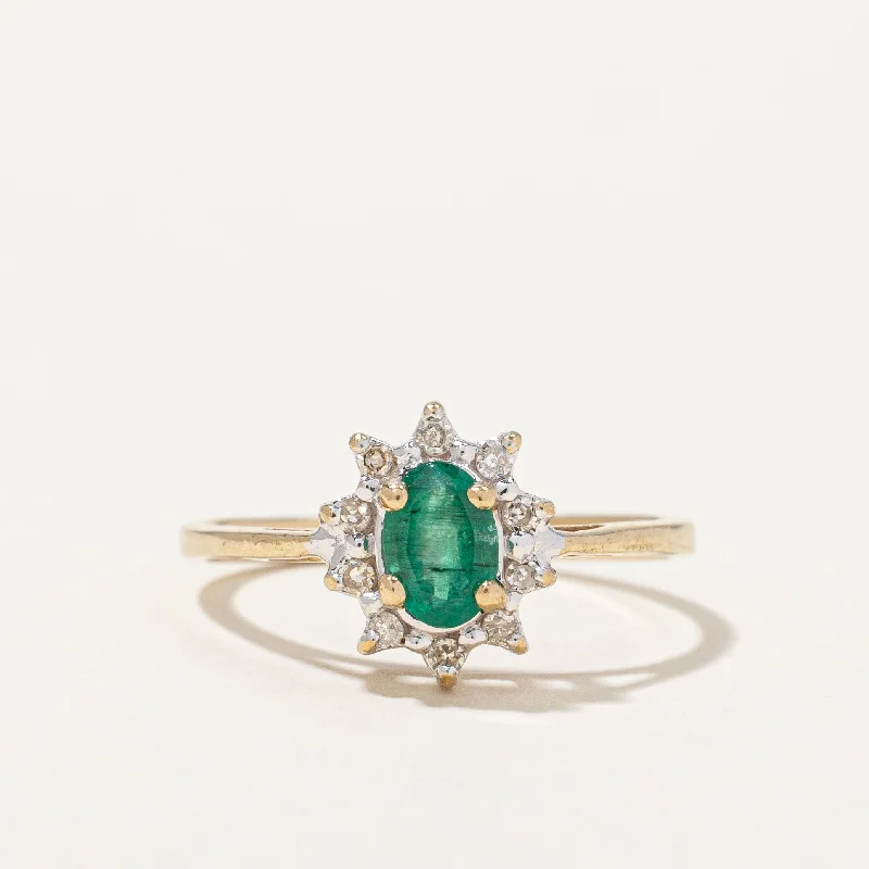 High-Quality Jewelry At A Fraction Of The Cost Emerald & Diamond Halo Ring | 0.40ct, 0.10ctw | SZ 7 |