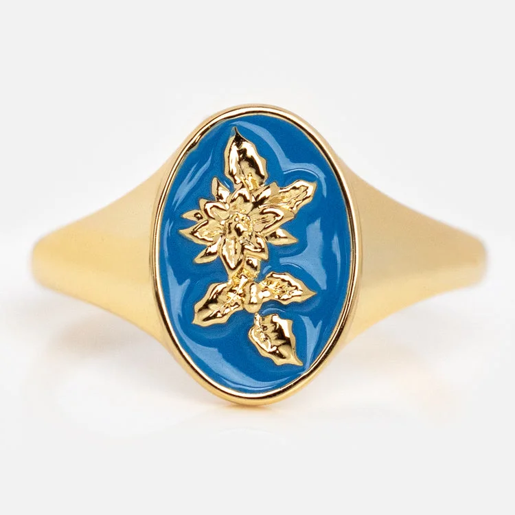 Elegant Necklaces And Bracelets At Limited-Time Offers Enamel Birth Flower Signet Ring Elegant Necklaces And Bracelets At Limited-Time Offers Enamel Birth Flower Signet Ring