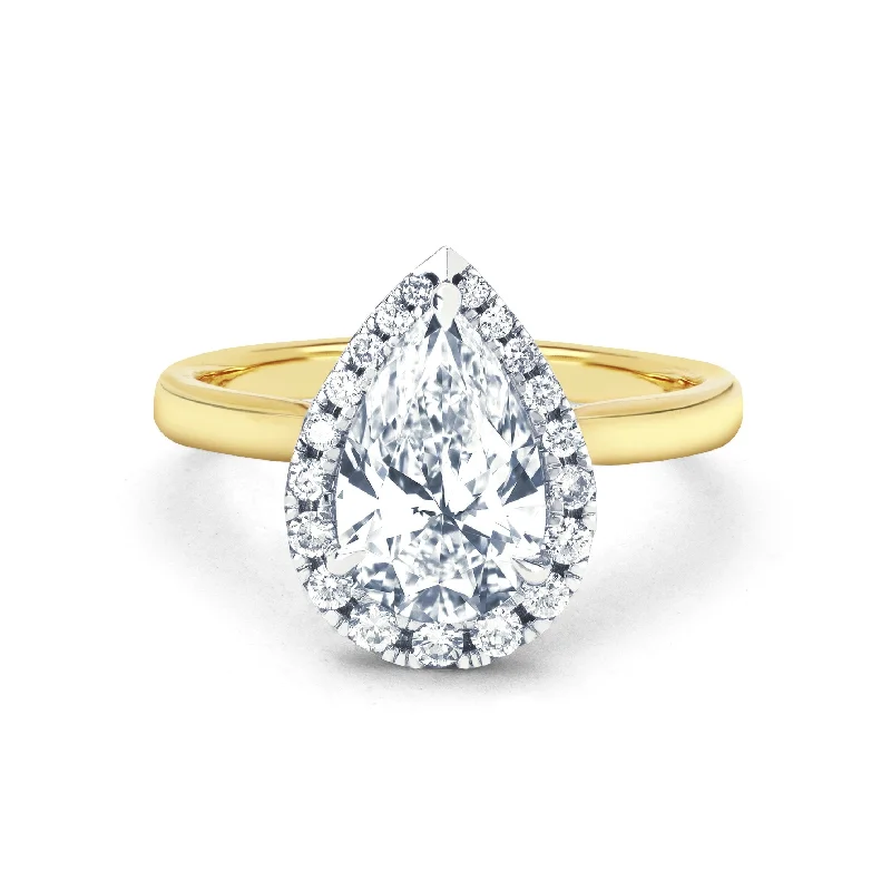 Dainty Floral Jewelry For Feminine Elegance Eternal Water Drop Diamond Setting with Full Pavé Halo Dainty Floral Jewelry For Feminine Elegance Eternal Water Drop Diamond Setting with Full Pavé Halo