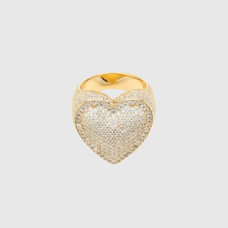 Breathtaking Jewelry, Breathtaking Prices Fully iced bubble heart ring - Gold