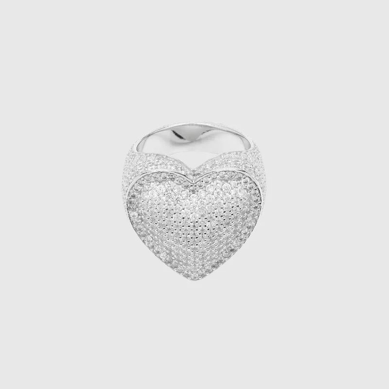 Get Ready To Sparkle – Special Jewelry Discounts Fully iced bubble heart ring - White Gold Get Ready To Sparkle – Special Jewelry Discounts Fully iced bubble heart ring - White Gold