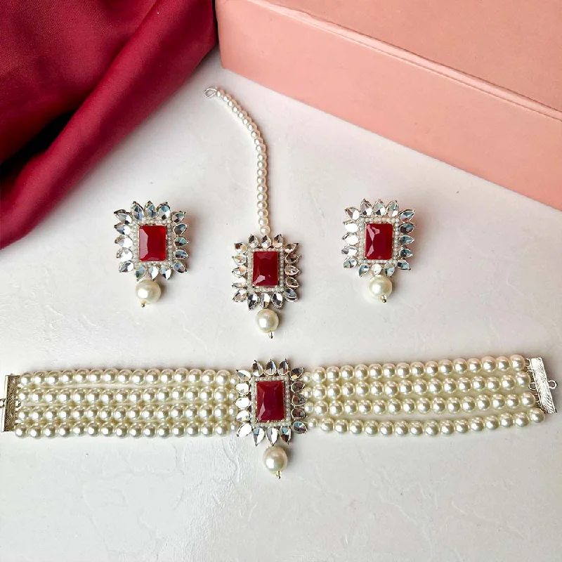 Handcrafted Beauty At Affordable Prices Haadia Set Silver (Maroon)