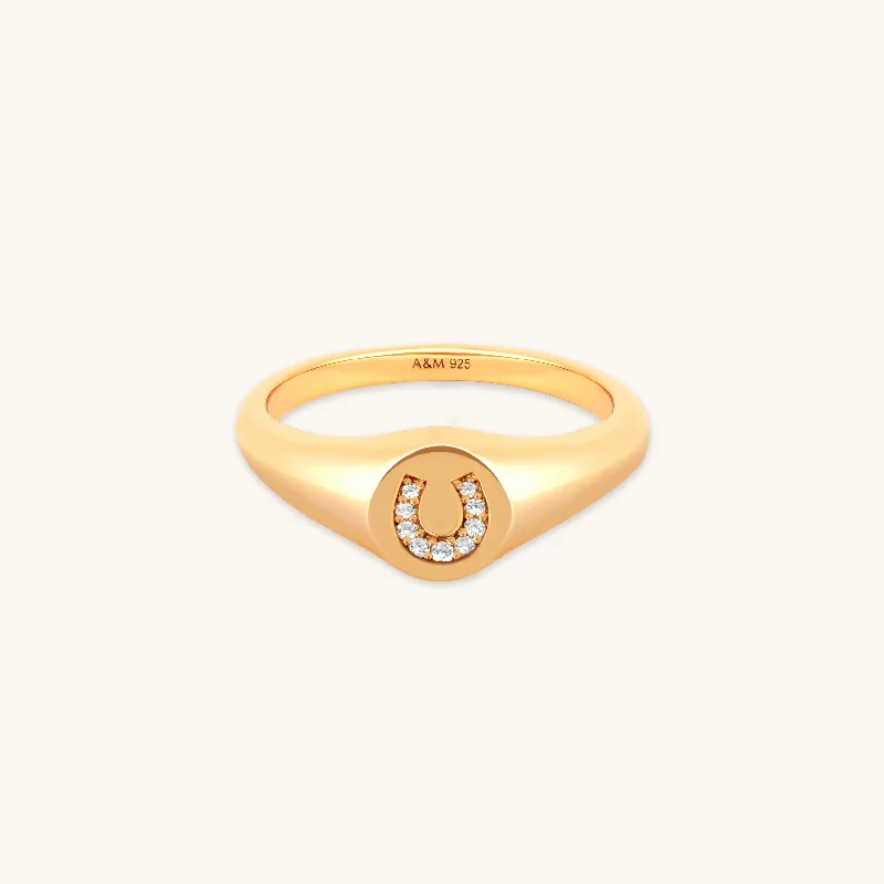 Limited-Stock Jewelry Sale – Shop Before It's Gone Horseshoe Signet Ring in Gold