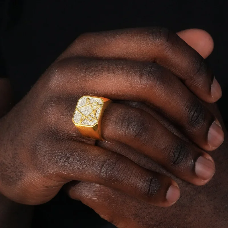 Sparkle On A Budget – Fine Jewelry For Less Iced Gold-Plated CZ Geometry Hip Hop Ring Sparkle On A Budget – Fine Jewelry For Less Iced Gold-Plated CZ Geometry Hip Hop Ring