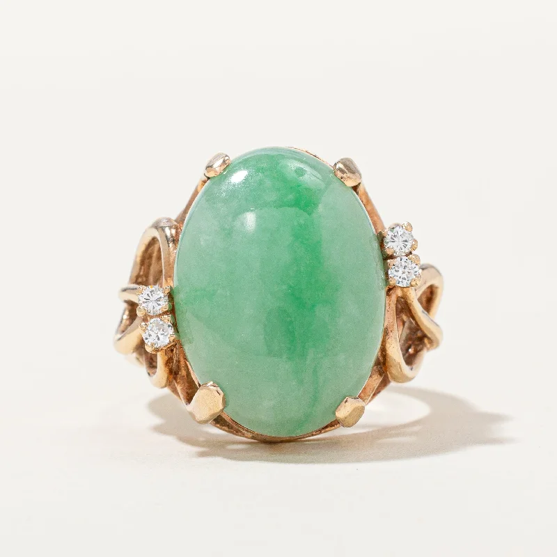 Get Your Favorite Jewelry At The Best Price Jade & Diamond Cocktail Ring | 11.00ct, 0.08ctw | SZ 8 | Get Your Favorite Jewelry At The Best Price Jade & Diamond Cocktail Ring | 11.00ct, 0.08ctw | SZ 8 |