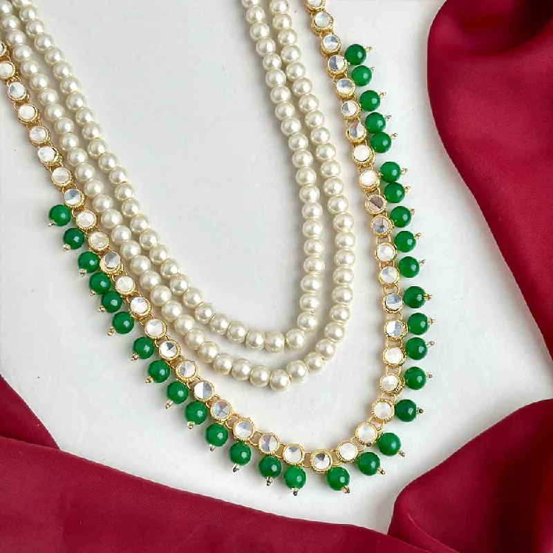 Grab Exquisite Jewelry At The Lowest Prices Jeena Kundan Maala (Green)