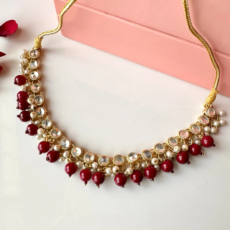 Shop Elegant Jewelry At Unbeatable Prices Jeena Necklace (Maroon)