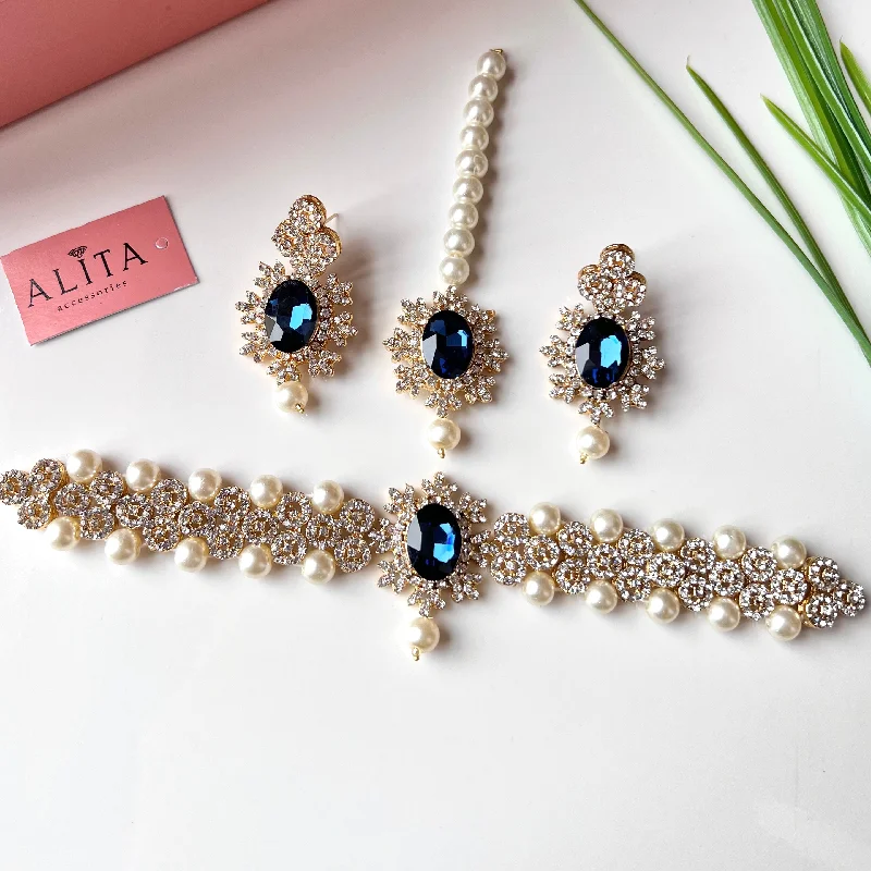 Affordable Elegance – Special Jewelry Sale Now Live Mehrbano (Golden Navy Blue)
