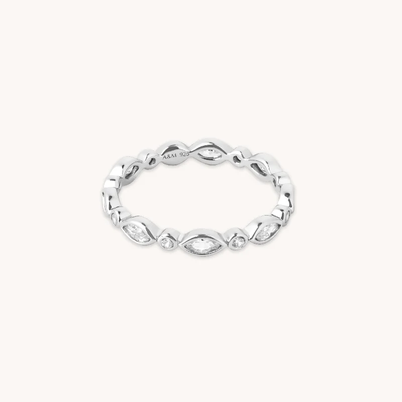 Make Every Moment Shine – Jewelry Discounts Available Navette Crystal Band Ring in Silver Make Every Moment Shine – Jewelry Discounts Available Navette Crystal Band Ring in Silver