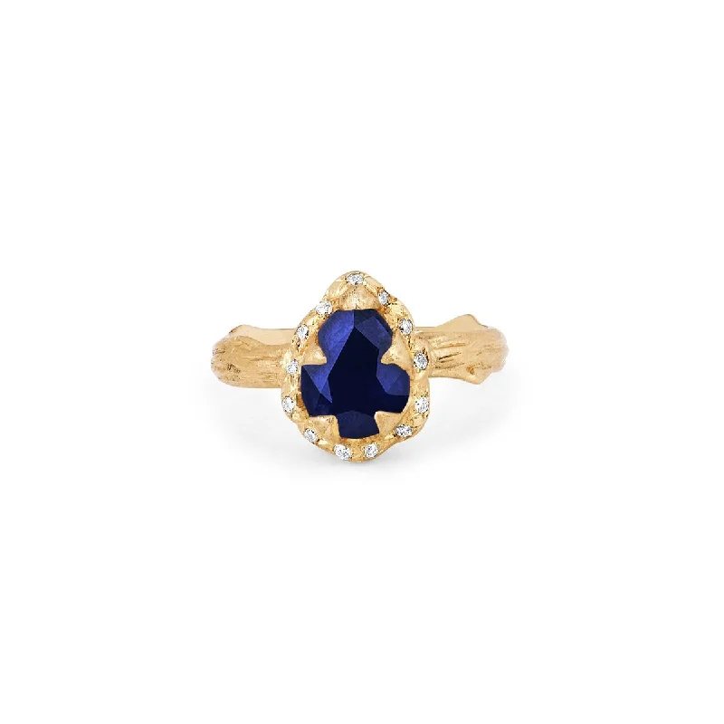 Don't Miss Out On Jaw-Dropping Jewelry Discounts Micro Queen Water Drop Blue Sapphire Rose Thorn Ring with Sprinkled Diamonds