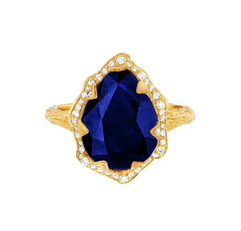 Timeless Beauty, Unbeatable Deals – Jewelry Sale On Queen Water Drop Sapphire Ring with Full Pavé Diamond Halo Timeless Beauty, Unbeatable Deals – Jewelry Sale On Queen Water Drop Sapphire Ring with Full Pavé Diamond Halo