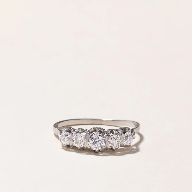 Breathtaking Jewelry At Limited-Time Savings Platinum Five Stone Old European Cut Diamond Ring | 0.93ctw | SZ 8 Breathtaking Jewelry At Limited-Time Savings Platinum Five Stone Old European Cut Diamond Ring | 0.93ctw | SZ 8