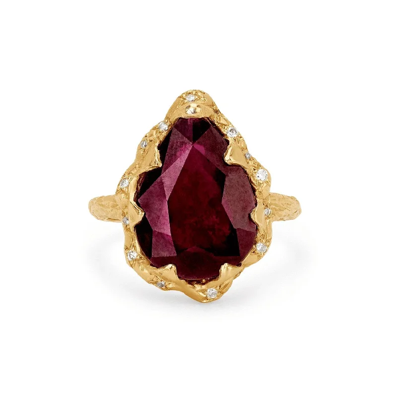 Huge Savings On Timeless Jewelry Collections Queen Water Drop Natural Ruby Ring with Sprinkled Diamonds Huge Savings On Timeless Jewelry Collections Queen Water Drop Natural Ruby Ring with Sprinkled Diamonds