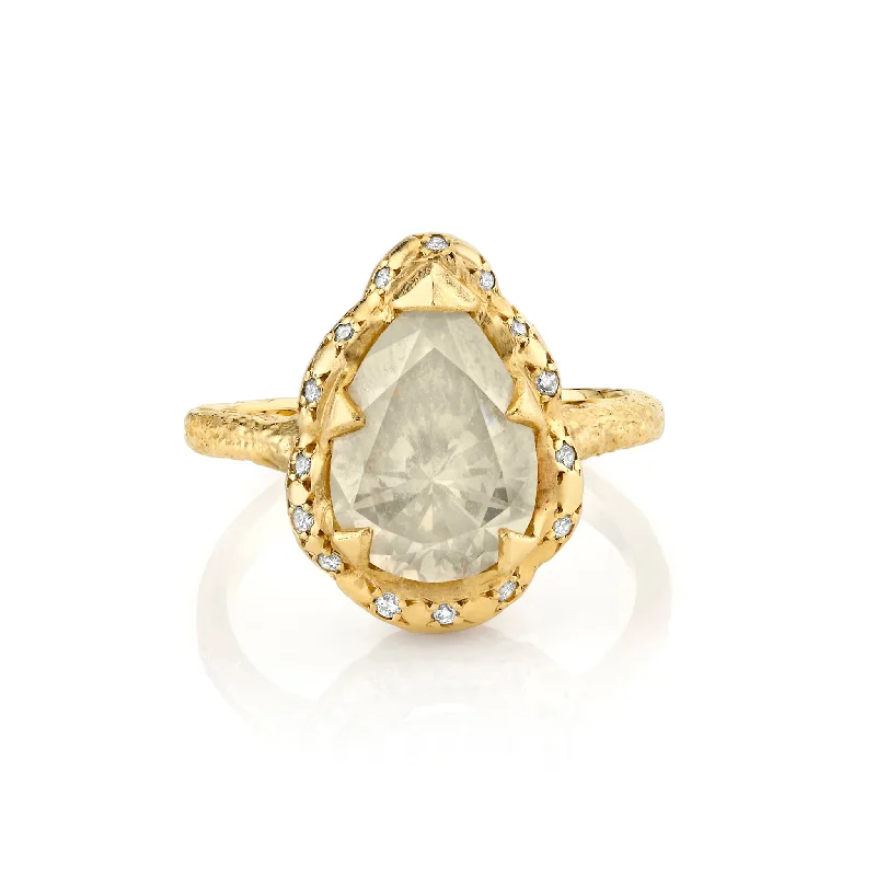 Shop Stylish Jewelry Now And Save Big Queen Water Drop Rustic Diamond Ring with Sprinkled Diamonds