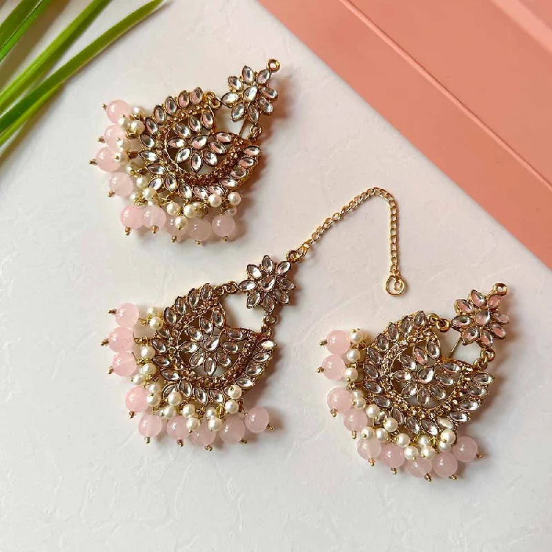 Shop Signature Jewelry Styles At Exclusive Prices Sameera Earrings/Teeka Set (Baby Pink)