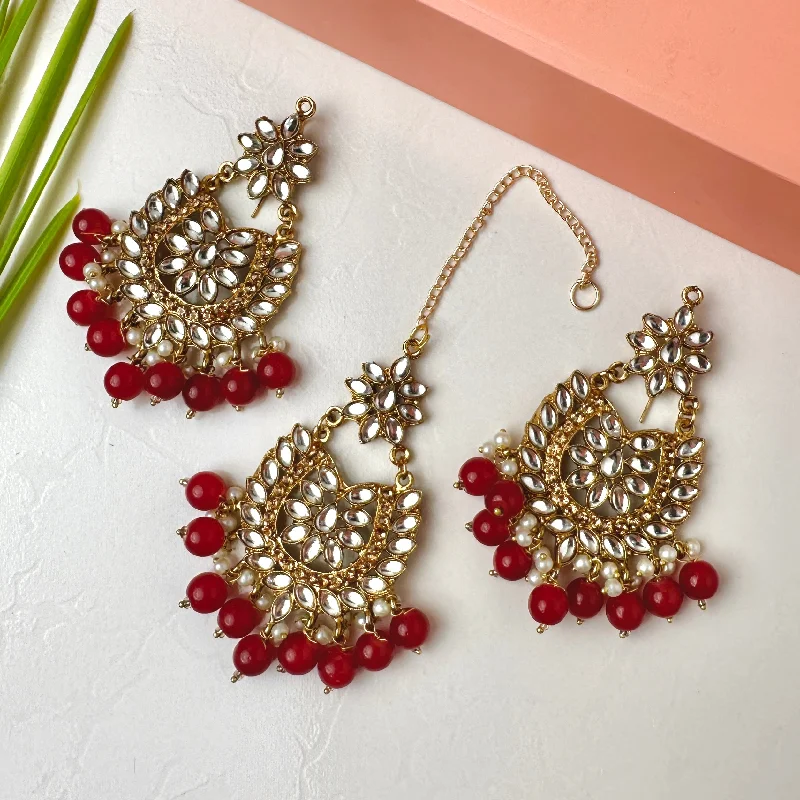 Jewelry Deals That Sparkle – Shop Today Sameera Earrings/Teeka Set (Red)