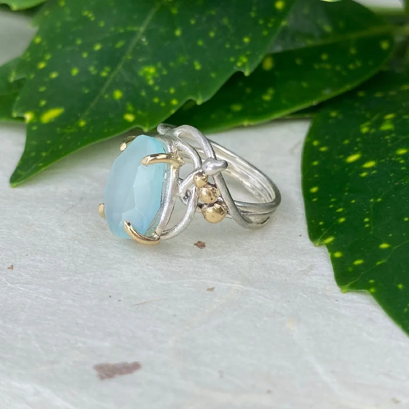 Grab Stylish Jewelry Before The Sale Ends Silver and Gold Chrysoprase Wrap Ring