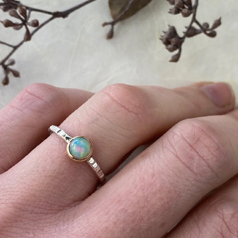 Exclusive Online Discounts On Stylish Jewelry Silver and Gold Opal Ring