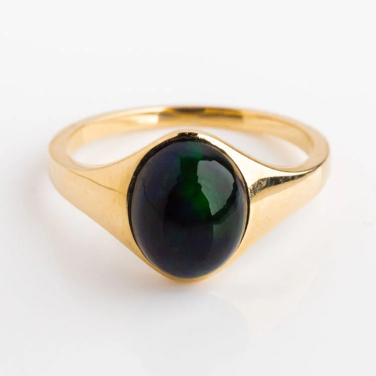 Sparkle On A Budget – Fine Jewelry For Less Solid Gold Black Opal Aura Signet Ring