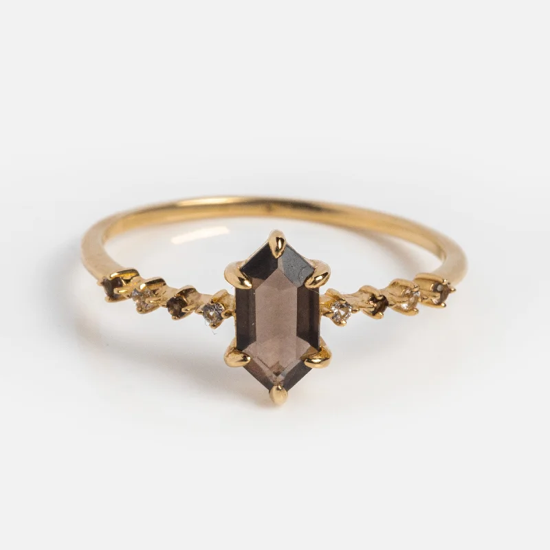 Celebrate Every Occasion With Sparkling Savings Solid Gold Smoky Quartz Hexagon Ring for Courage Celebrate Every Occasion With Sparkling Savings Solid Gold Smoky Quartz Hexagon Ring for Courage