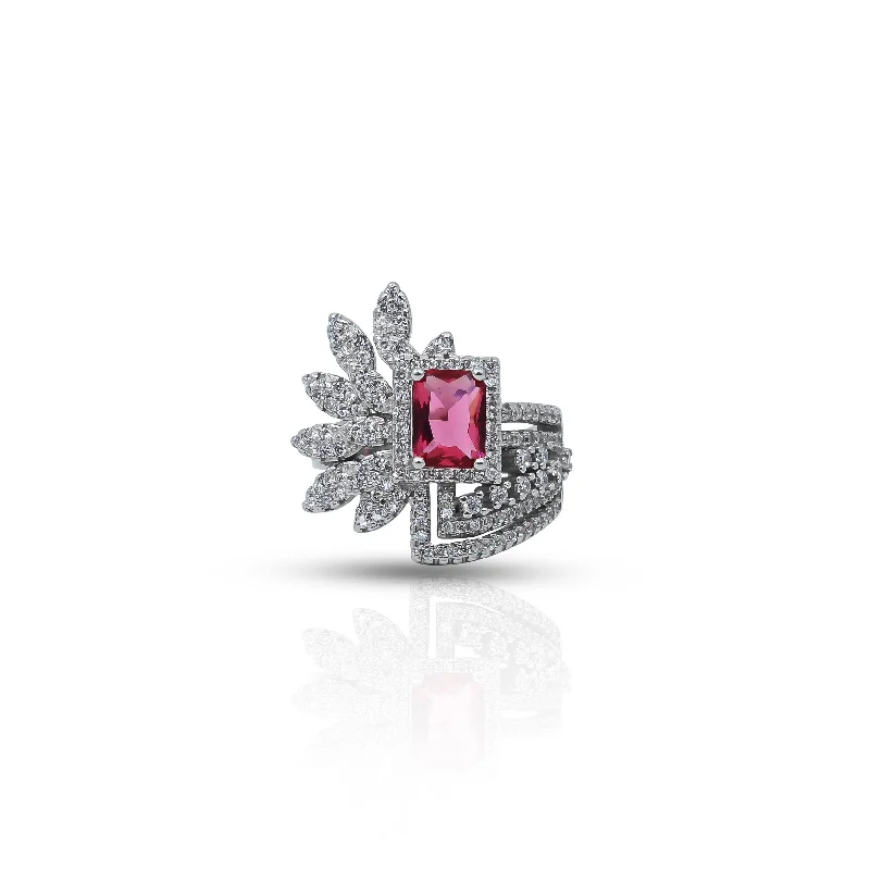 Elegant Rose Gold Jewelry For A Stylish Touch Sterling Silver Vintage "Delight of Dazzle" Simulated Ruby Ring for Women Elegant Rose Gold Jewelry For A Stylish Touch Sterling Silver Vintage "Delight of Dazzle" Simulated Ruby Ring for Women