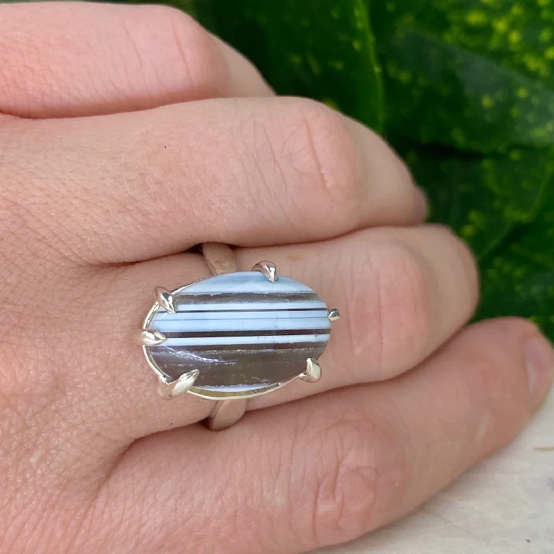Shop Stylish Jewelry Now And Save Big Striped Blue Opal Ring