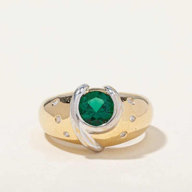 Don't Miss Out On Bestselling Jewelry At Special Prices Synthetic Emerald & Natural Diamond Ring | 0.95ct, 0.06ctw | SZ 7 |
