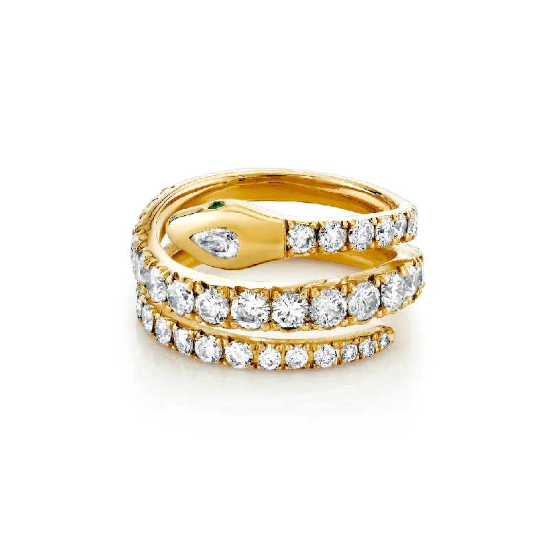 Trendy Minimalist Jewelry For Everyday Wear Triple Coil Diamond Kundalini Ring