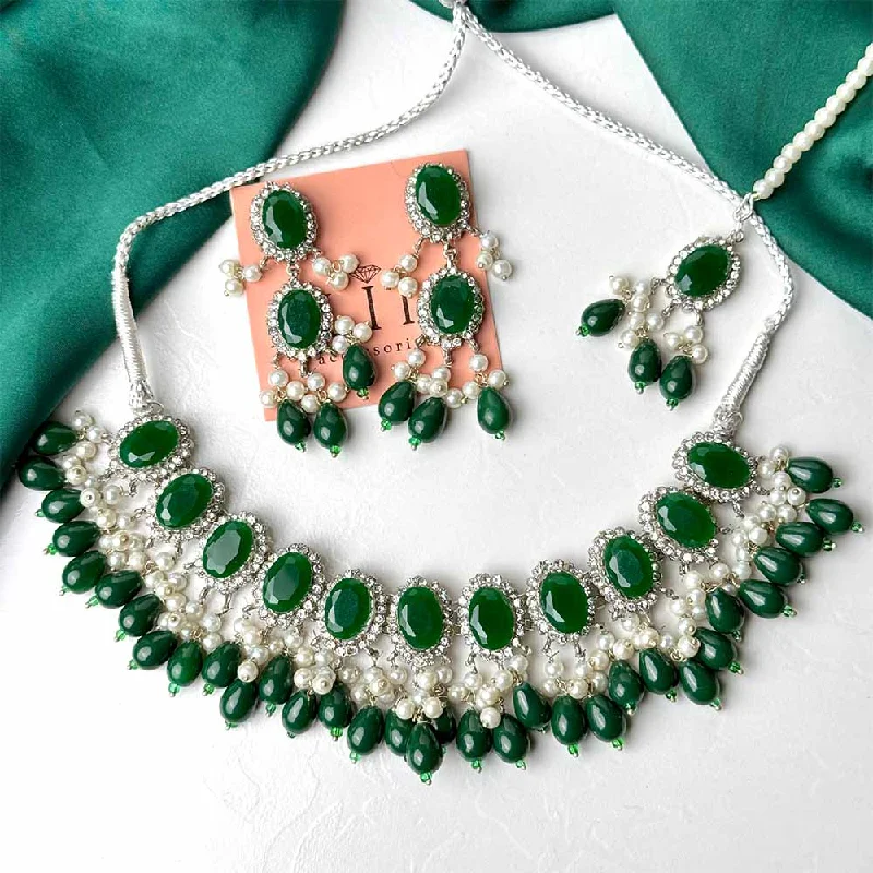 Bohemian-Inspired Jewelry For Free-Spirited Fashion Vaniya Set (Dark Green)
