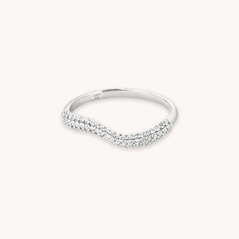 Modern Jewelry At Exclusive Discounts – Shop Today Wave Crystal Ring in Silver