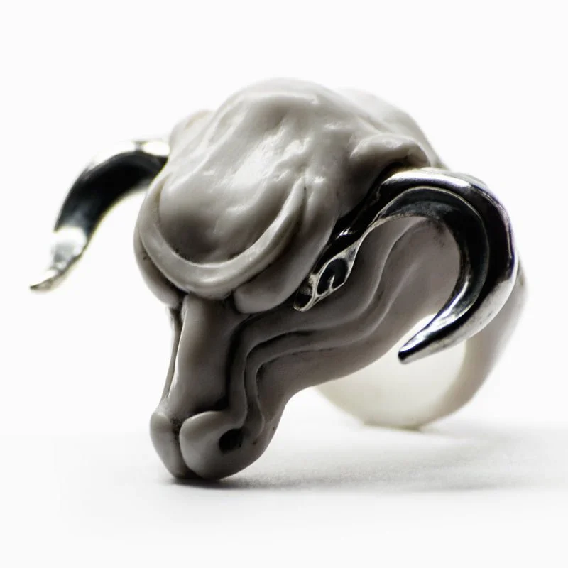 Delicate Crystal Jewelry For Sophisticated Charm White Minotaur ring - final sale